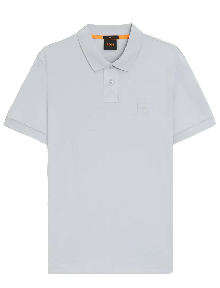 poloshirt Boss Orange grijs 2-knoops katoen