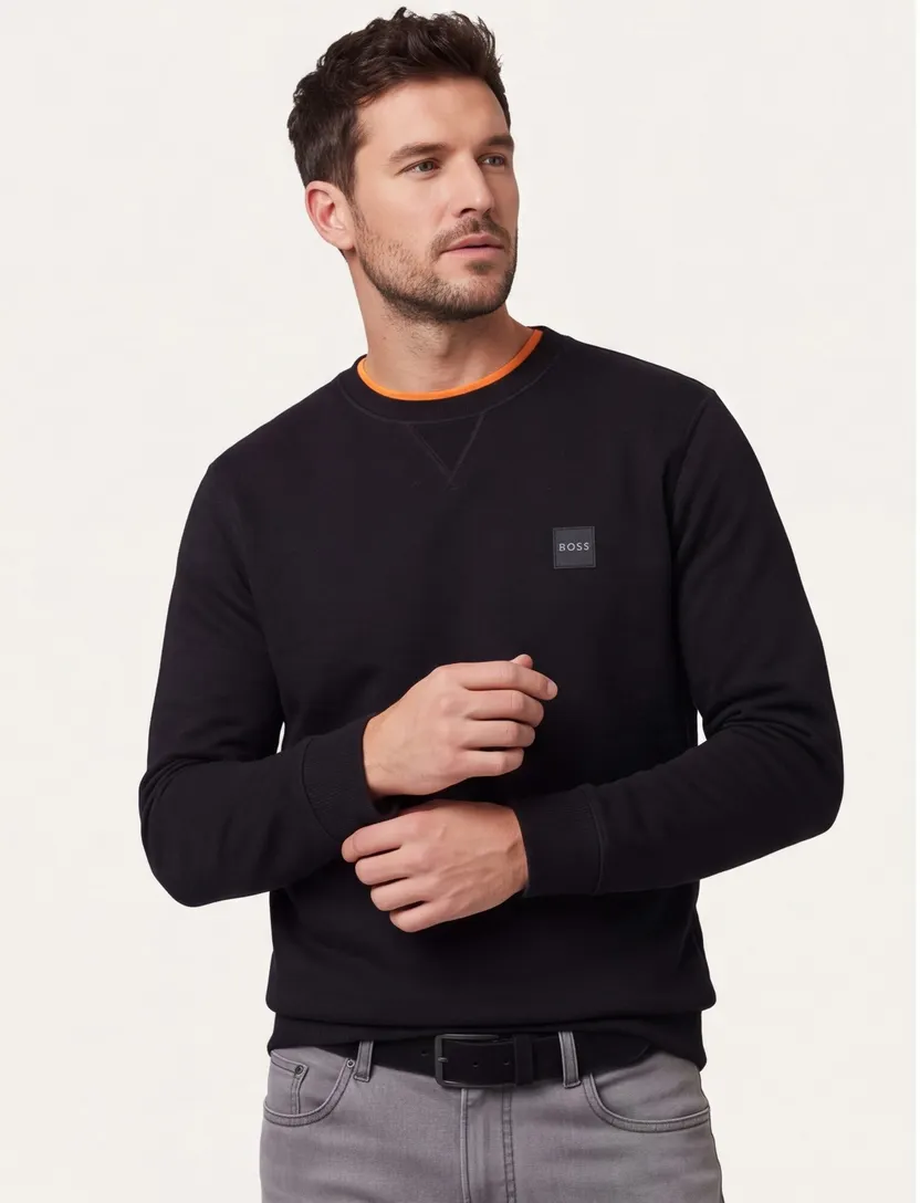 trui Boss Orange zwart effen katoen