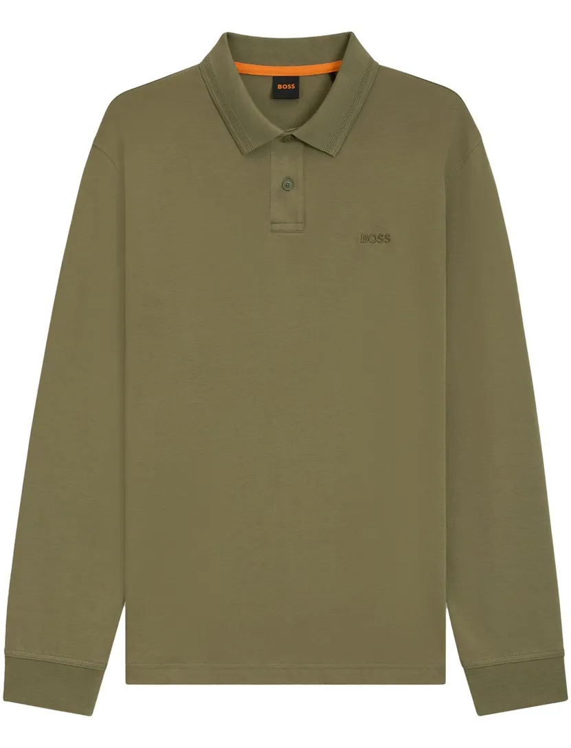 poloshirt Boss Orange groen 2-knoops katoen