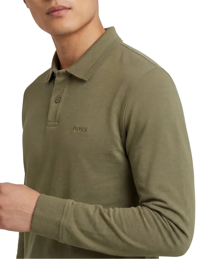 poloshirt Boss Orange groen 2-knoops katoen