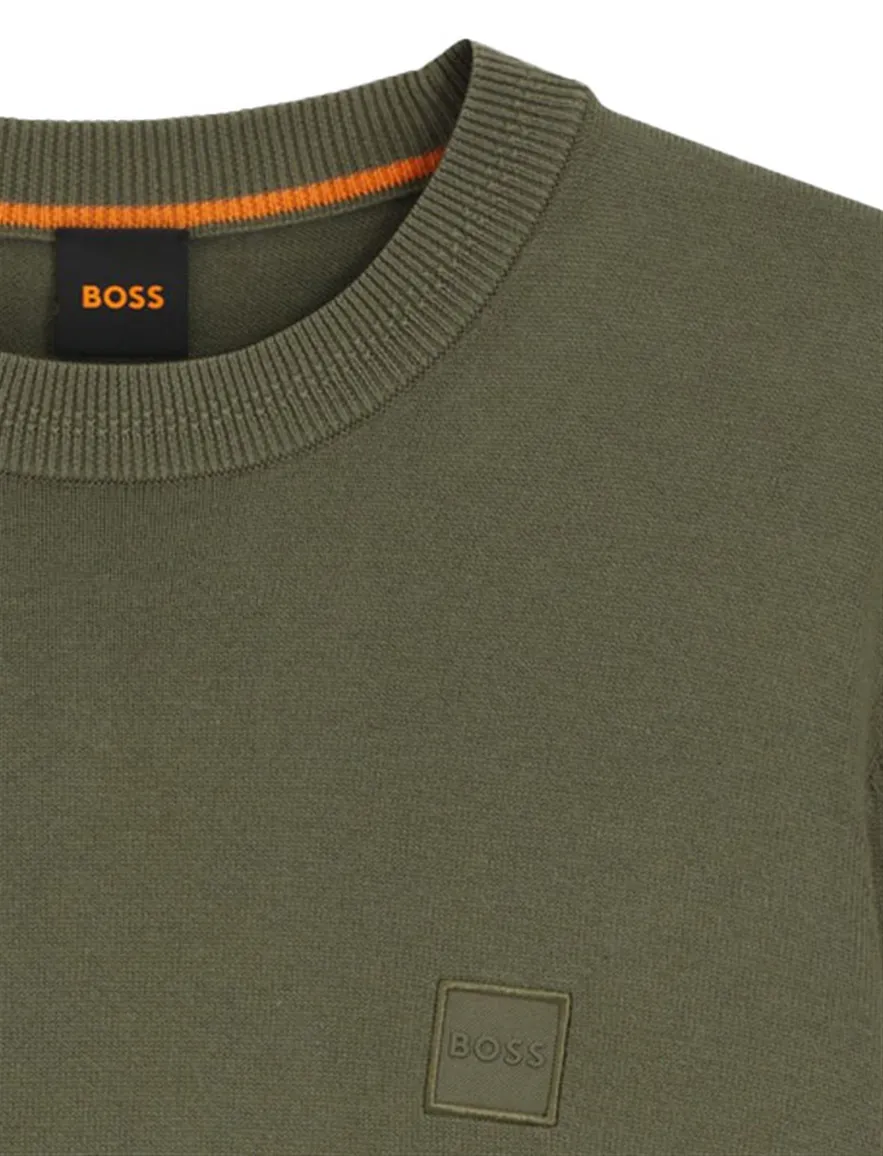 Boss Orange trui groen effen katoen kasjmier