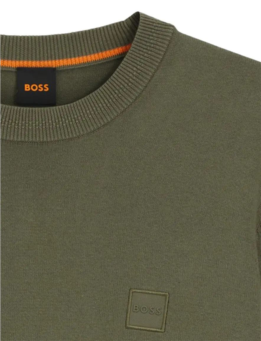 Boss Orange trui groen effen katoen kasjmier