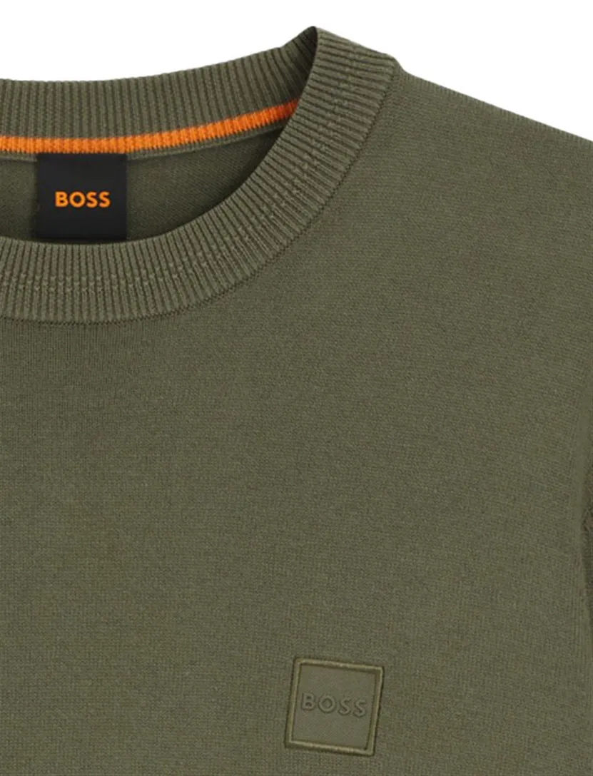 trui Boss Orange groen effen katoen kasjmier