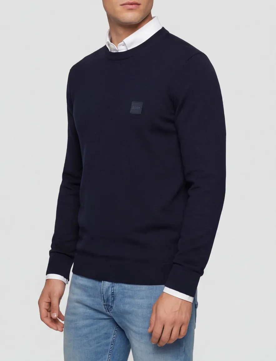 Boss orange trui donkerblauw effen