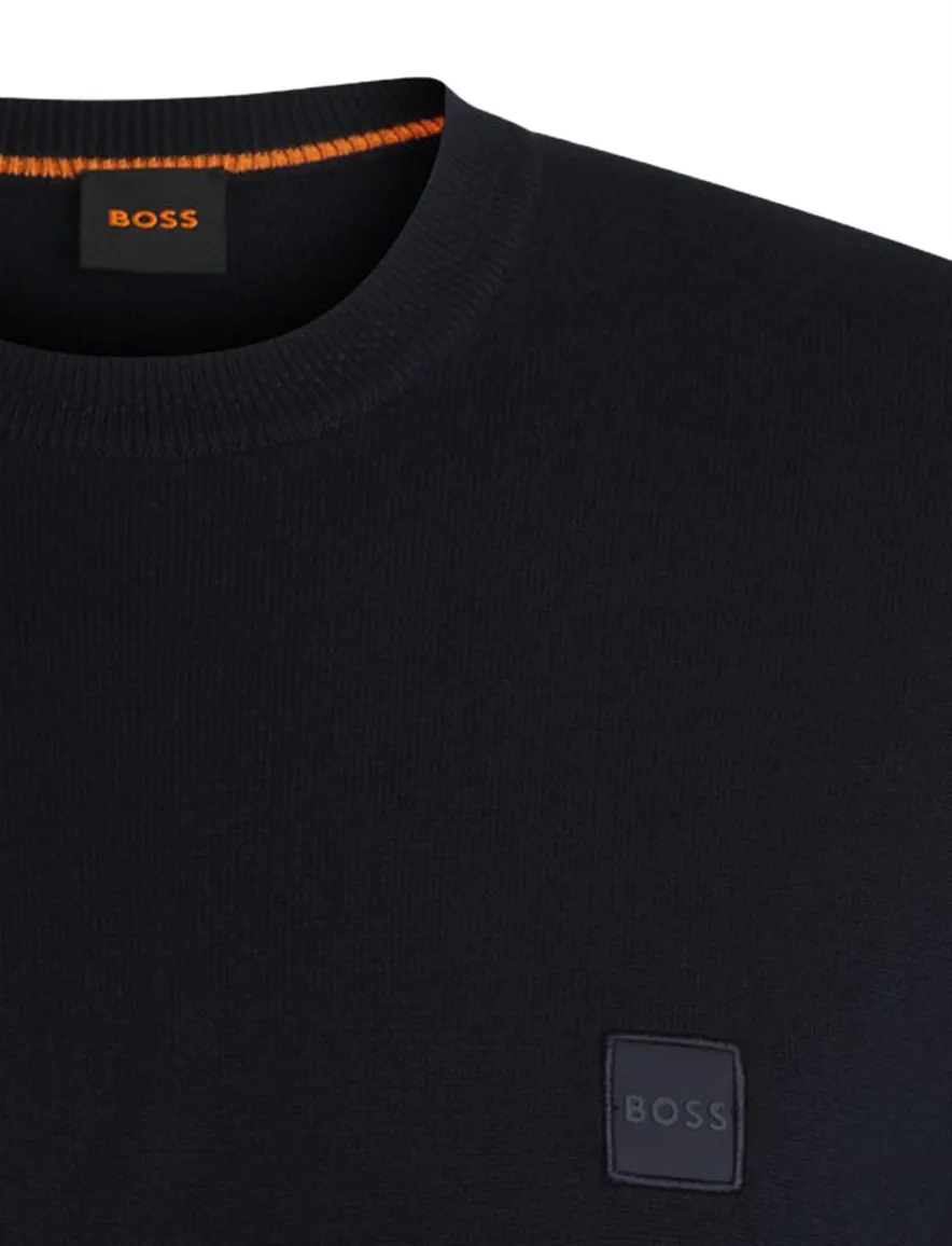 Boss orange trui donkerblauw effen