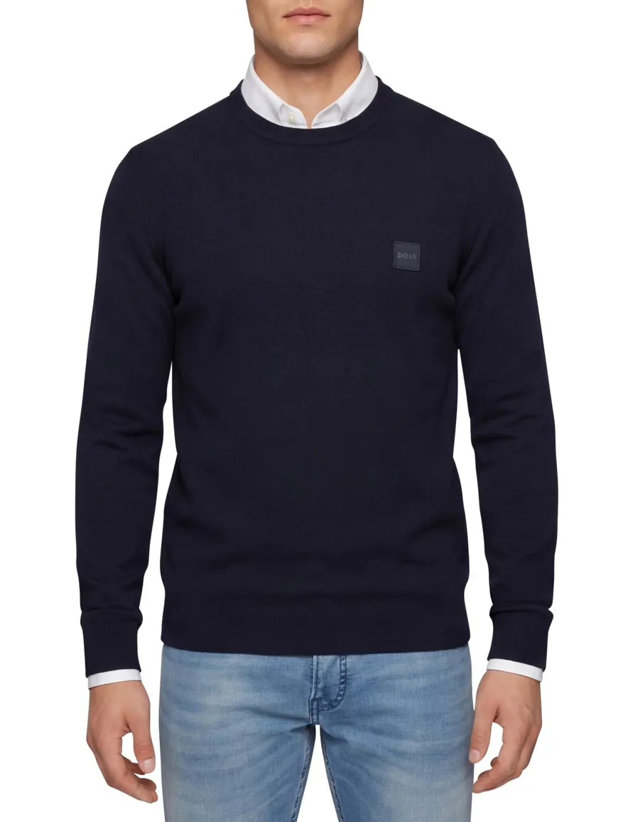 Boss orange trui donkerblauw effen