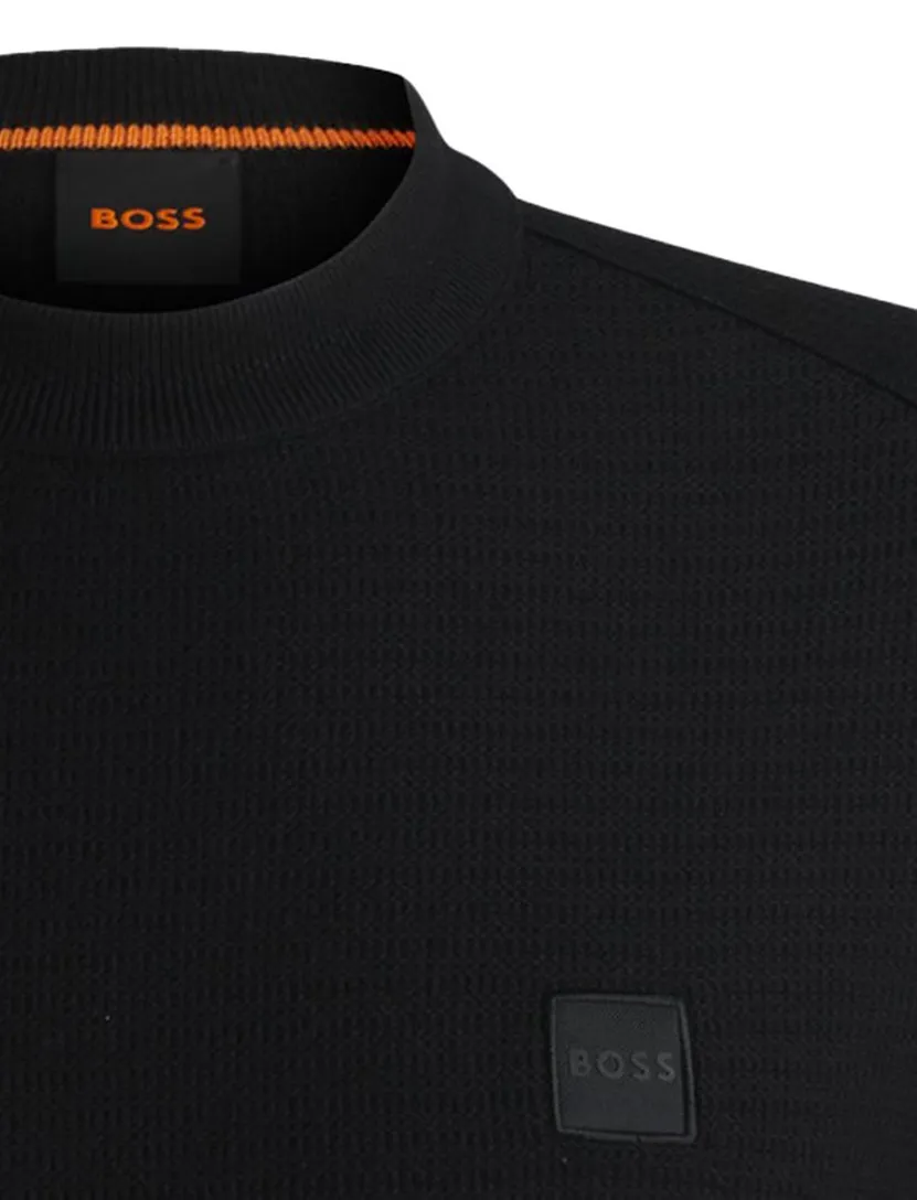 trui Boss orange zwart effen katoen kasjmier