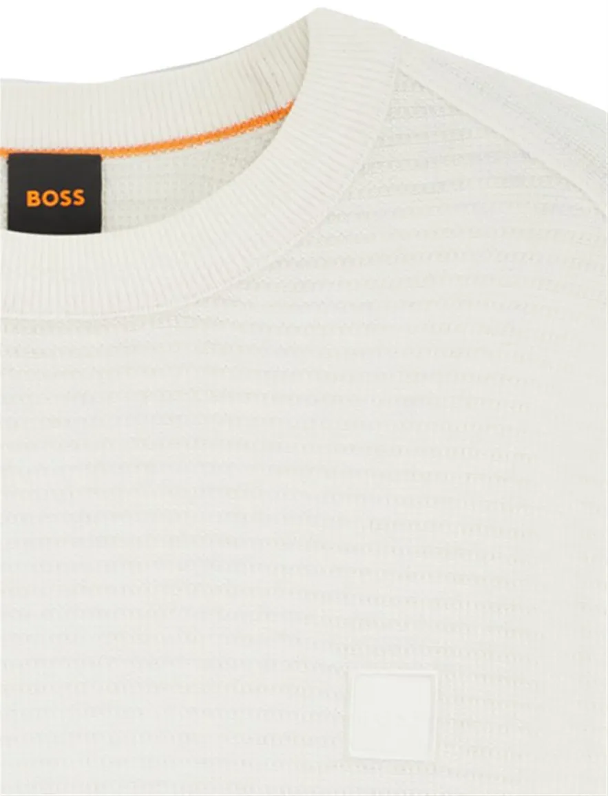 Boss Orange trui wit effen katoen kasjmier