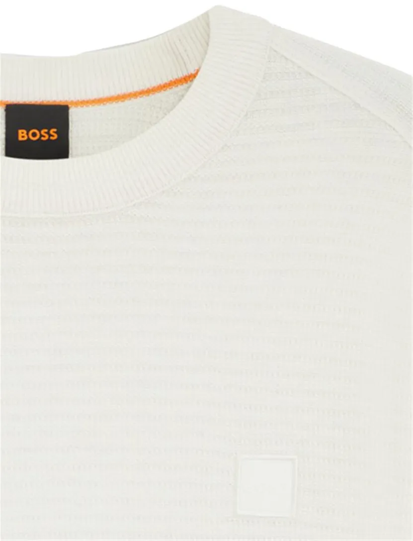 trui Boss Orange wit effen katoen kasjmier
