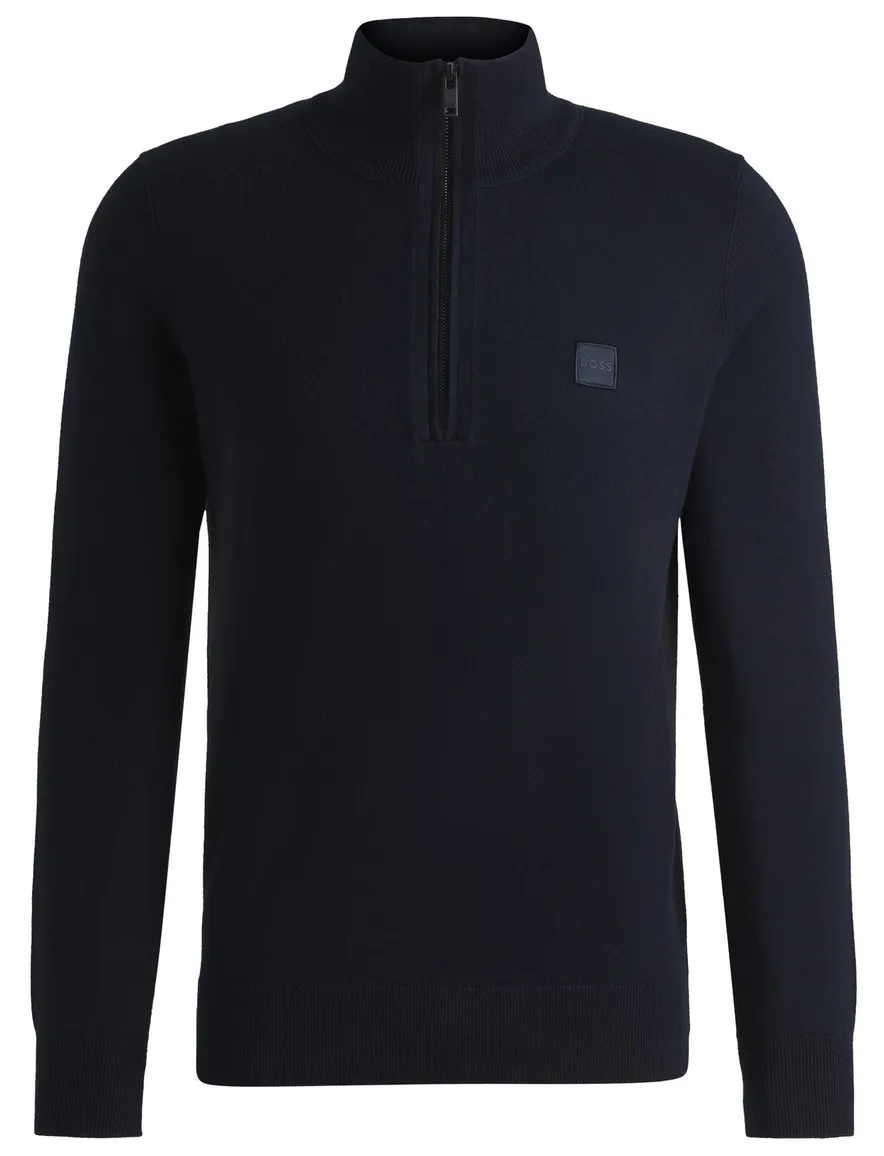 Boss trui halfzip donkerblauw