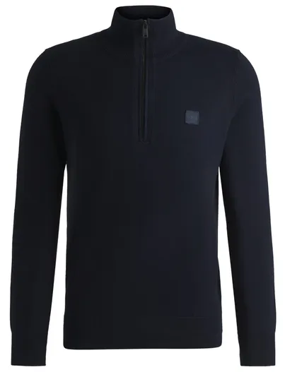 Hugo Boss trui Boss halfzip donkerblauw katoen kasjmier