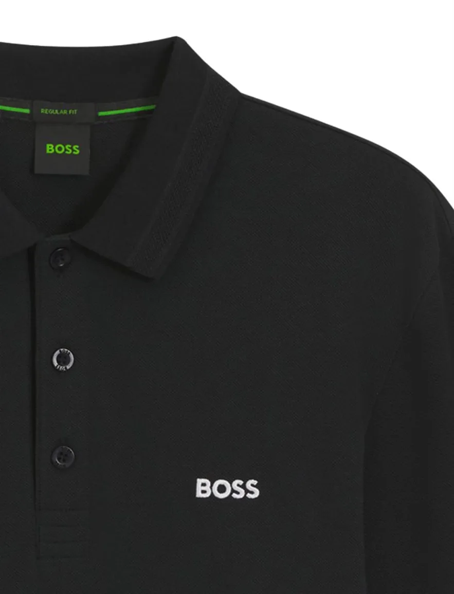 Boss Green polo lange mouw zwart