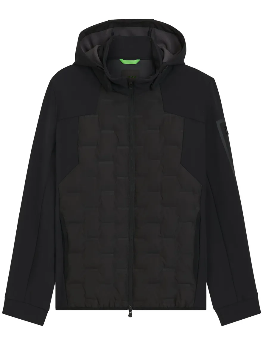 Boss Green winterjas zwart effen met capuchon