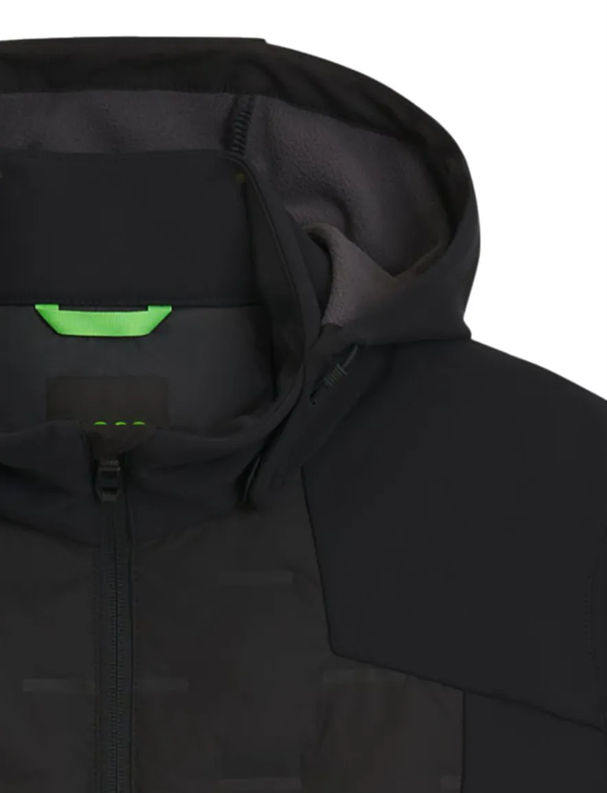Boss Green winterjas zwart effen met capuchon