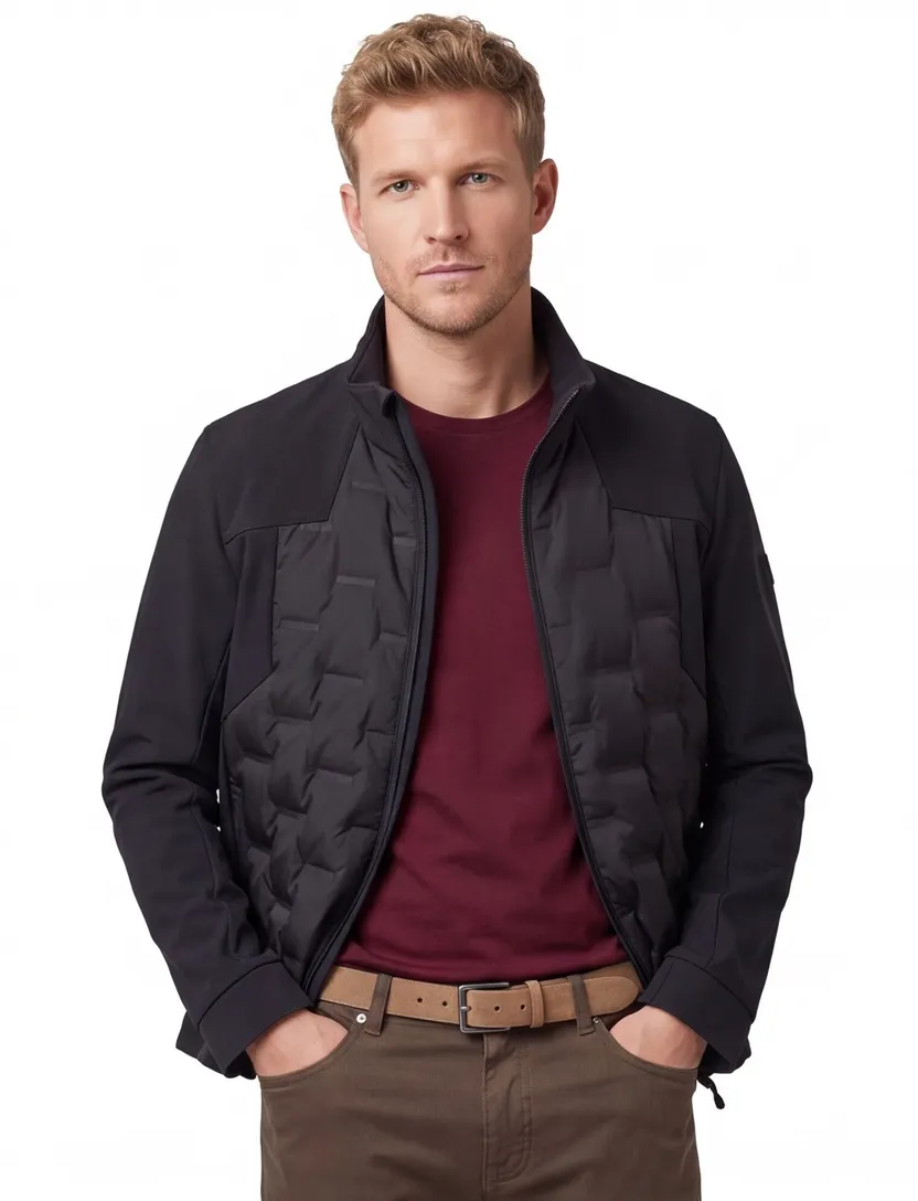 winterjas Boss Green zwart effen met capuchon