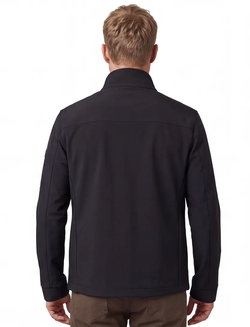 winterjas Boss Green zwart effen met capuchon