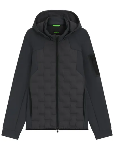 Hugo Boss winterjas Boss Green grijs met capuchon