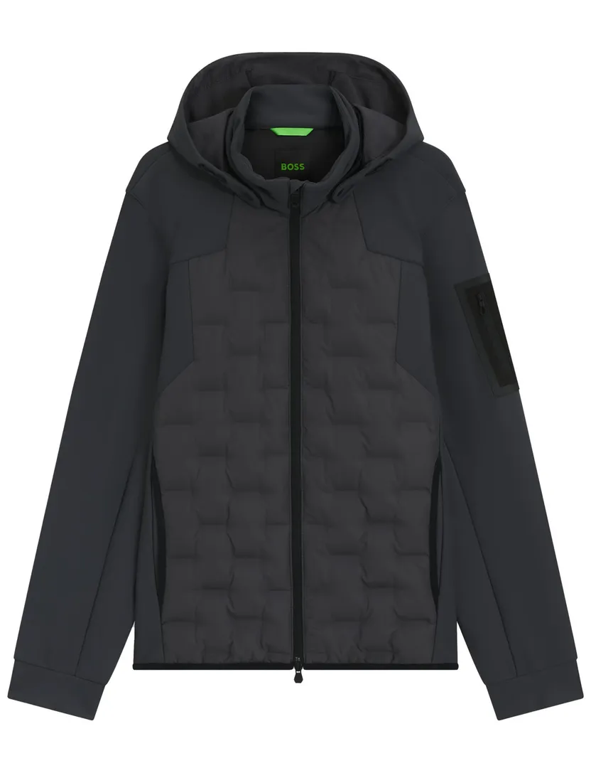 winterjas Boss Green grijs met capuchon