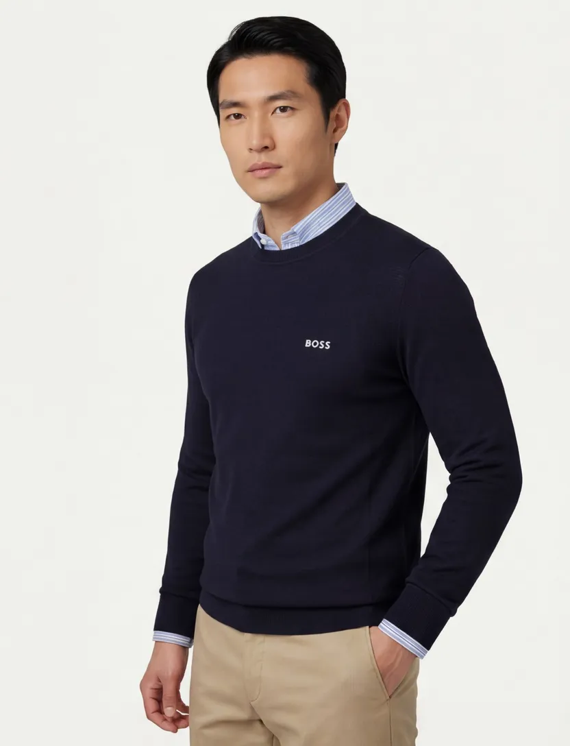 Boss Green shirt donkerblauw lange mouw