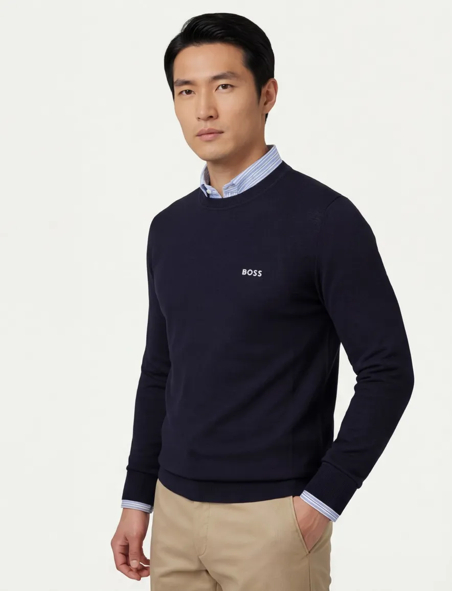 Boss Green shirt donkerblauw lange mouw