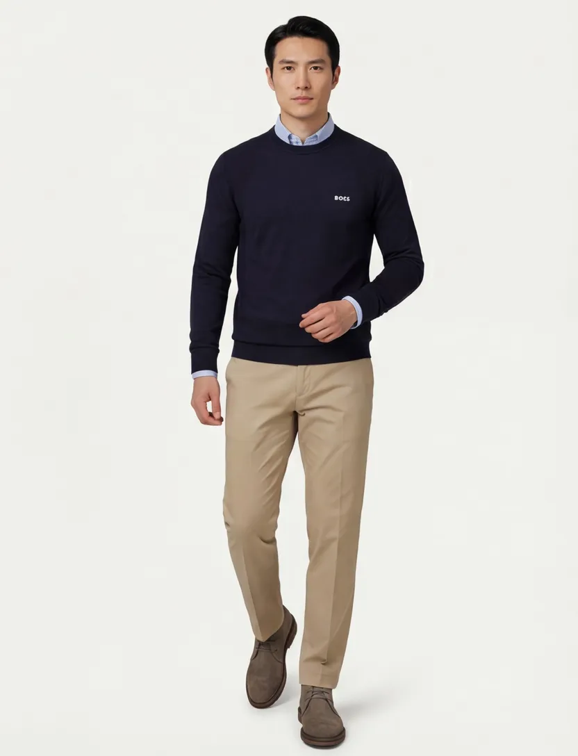 Boss Green shirt donkerblauw lange mouw
