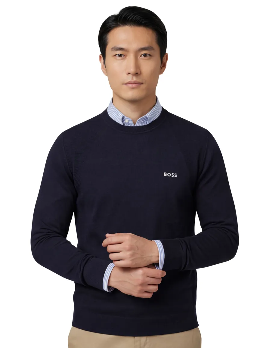 Boss Green shirt donkerblauw lange mouw