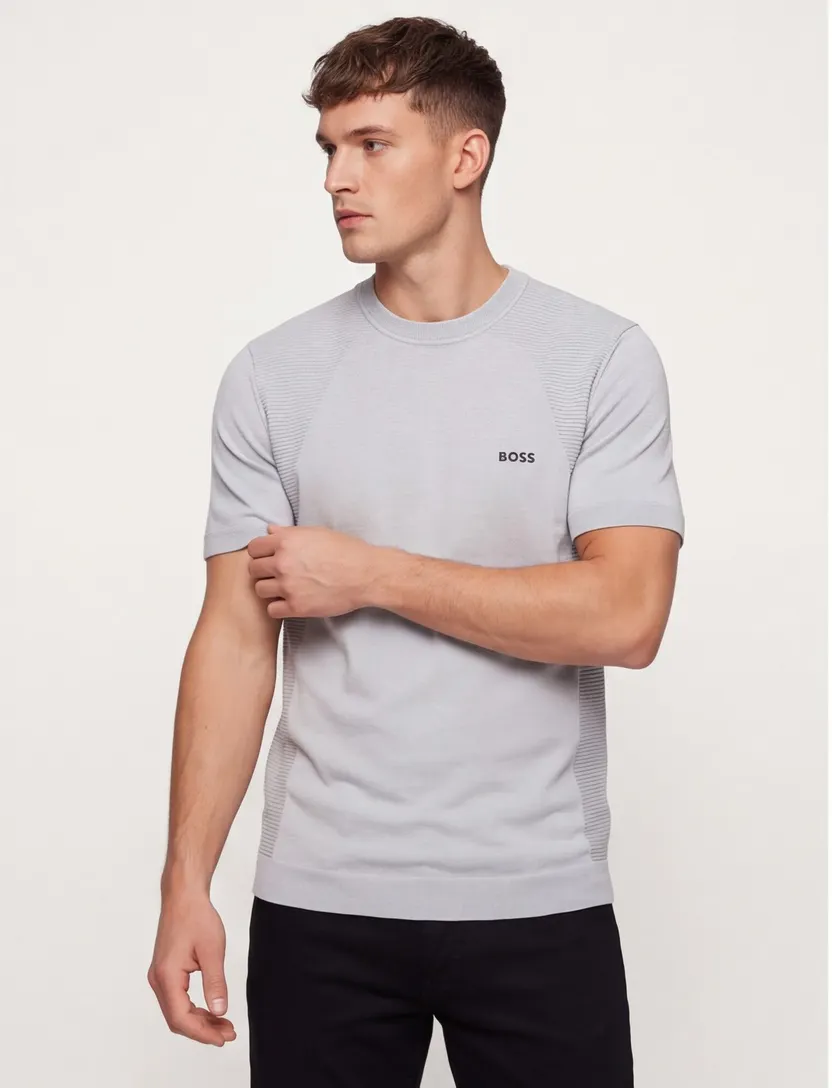 t-shirt Boss Green grijs katoen ronde hals