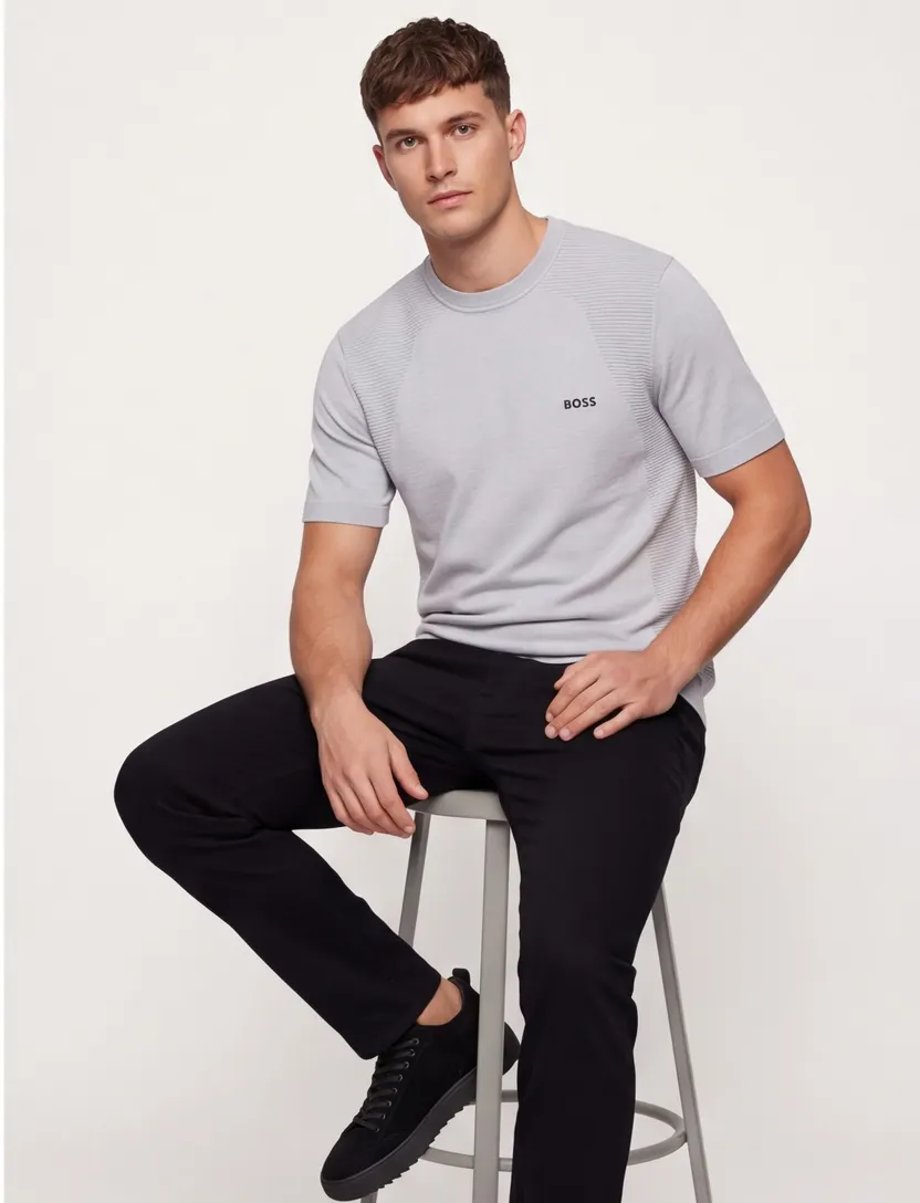 t-shirt Boss Green grijs katoen ronde hals