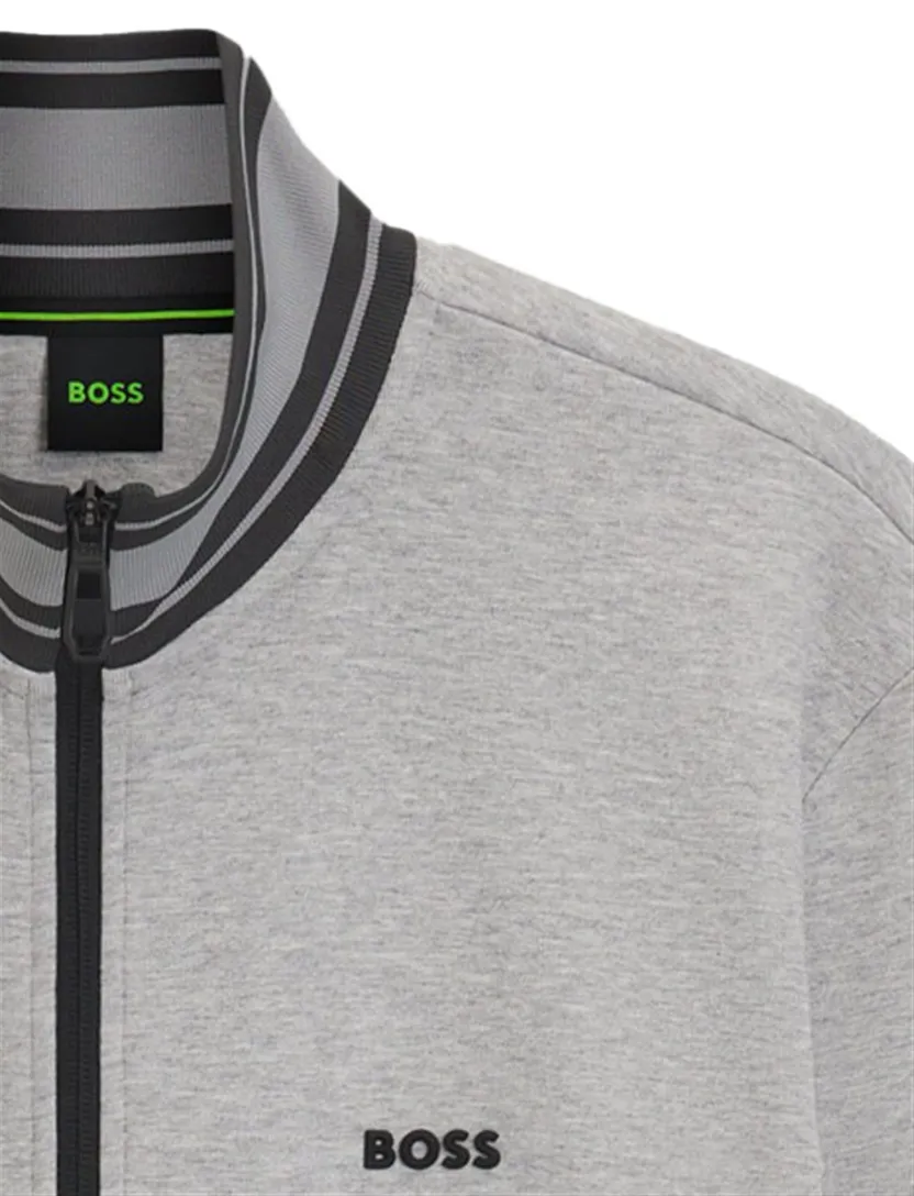 sweatvest Boss Green grijs gemêleerd