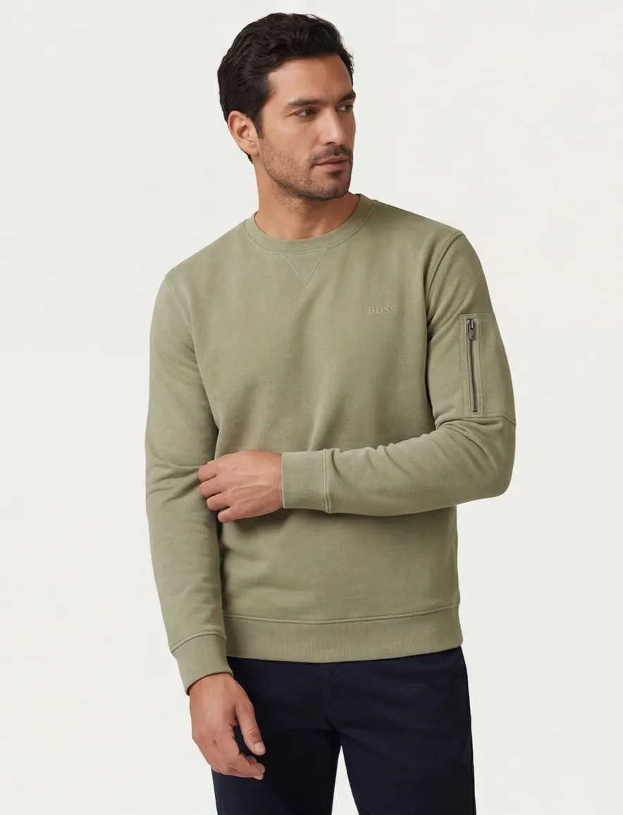 BOSS Orange big&tall trui groen effen