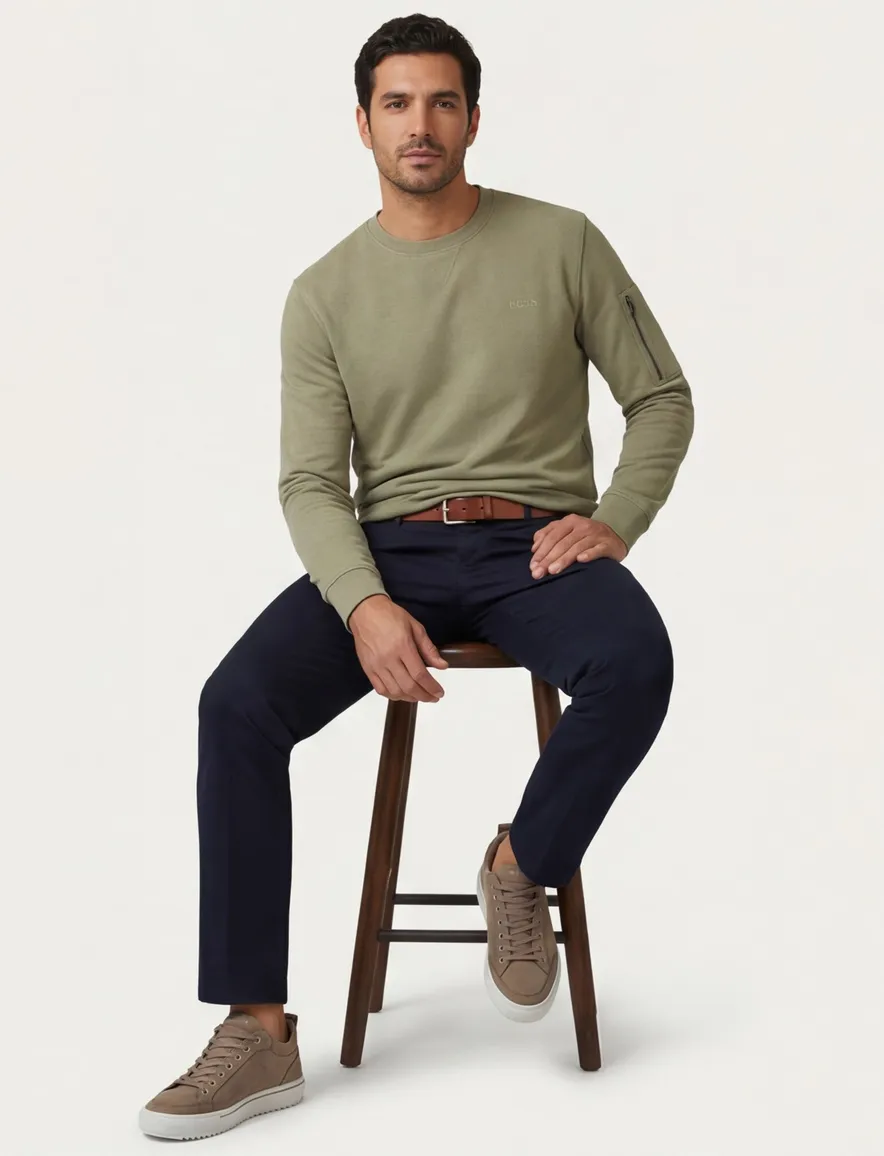 BOSS Orange big&tall trui groen effen