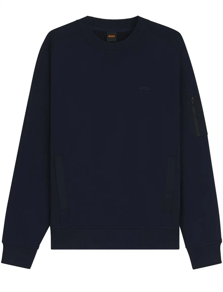 Boss Orange sweaters donkerblauw effen