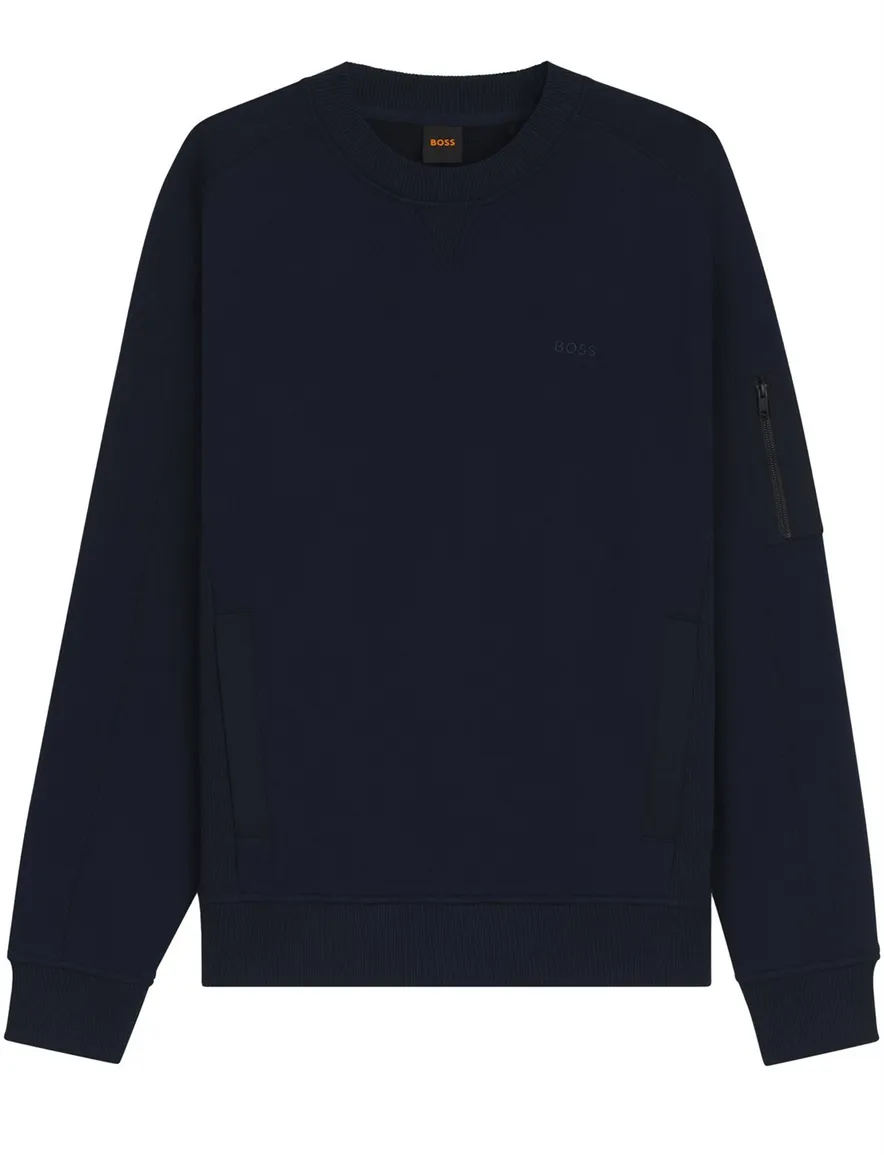 Boss Orange trui donkerblauw effen