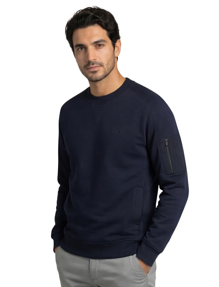 Boss Orange trui donkerblauw effen