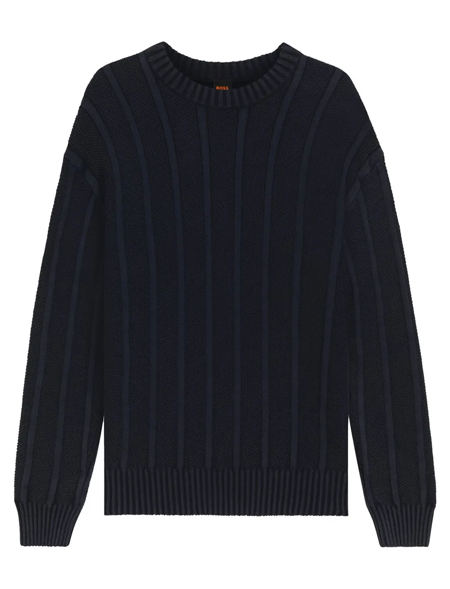 Boss Orange trui donkerblauw gestreept
