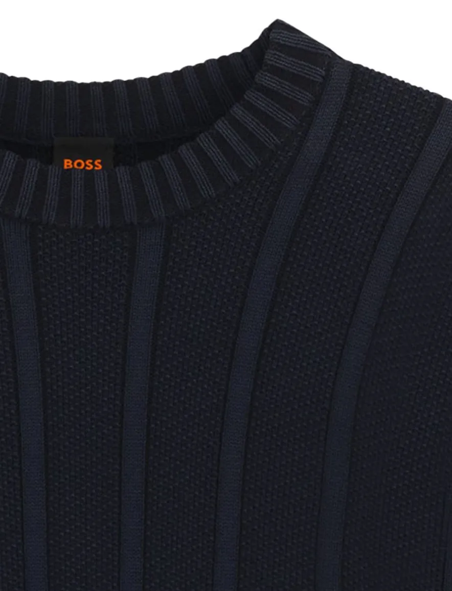 Boss Orange trui donkerblauw gestreept