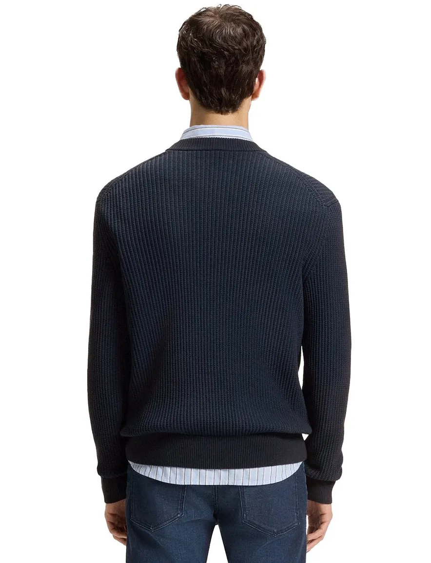 Boss orange trui donkerblauw effen ronde hals