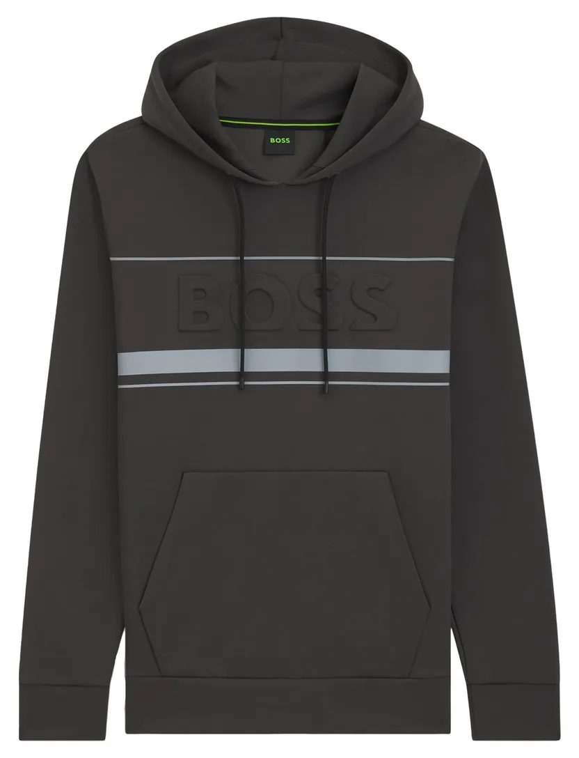 hoodie Boss Green antraciet katoen