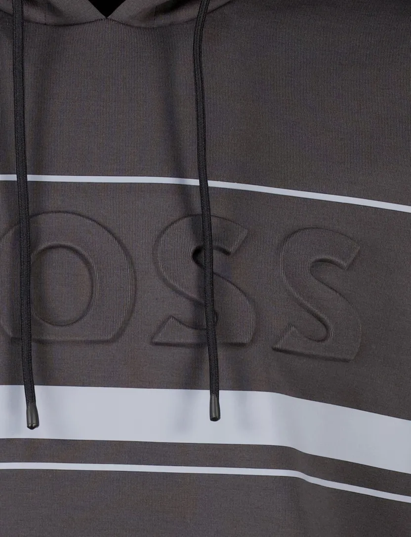 hoodie Boss Green antraciet katoen
