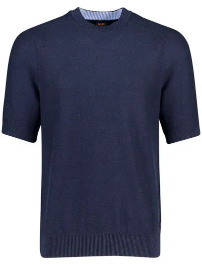 Hugo Boss Boss Orange Kencel knitted T-shirt donkerblauw