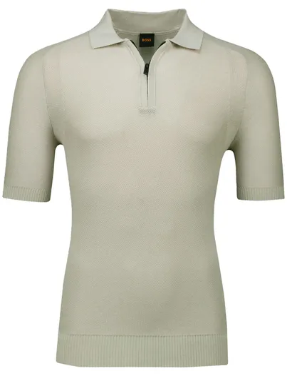 Hugo Boss poloshirt Boss Orange kancello rits beige effen