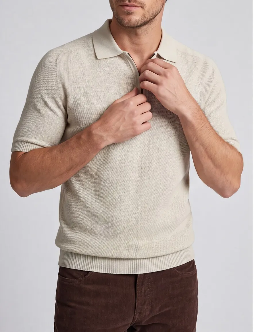 Hugo Boss orange kancello polo rits beige