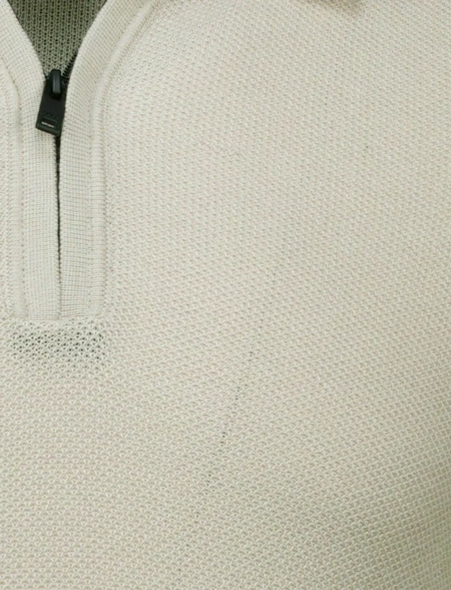Boss orange kancello poloshirt rits beige effen