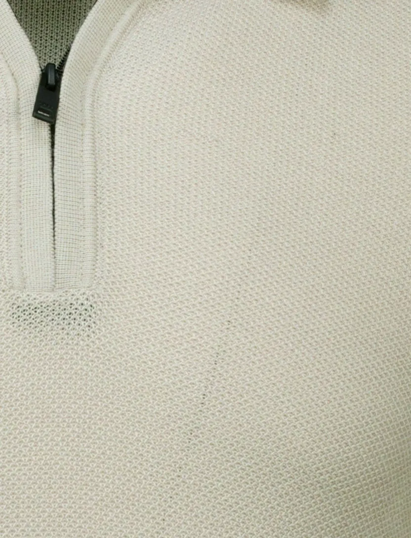 poloshirt Boss Orange kancello rits beige effen
