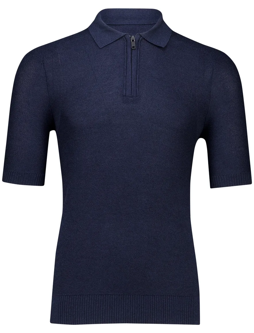 Boss orange poloshirt donkerblauw met rits