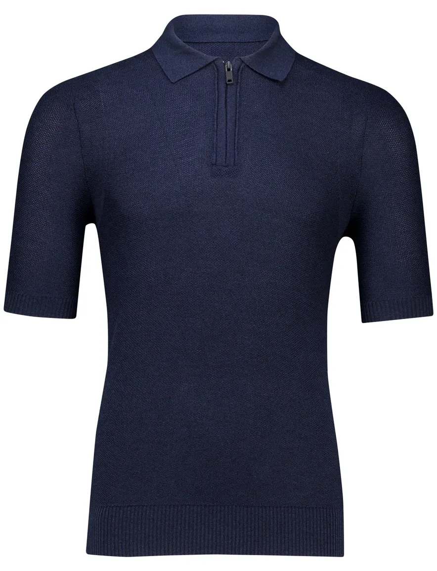 Boss orange poloshirt donkerblauw met rits