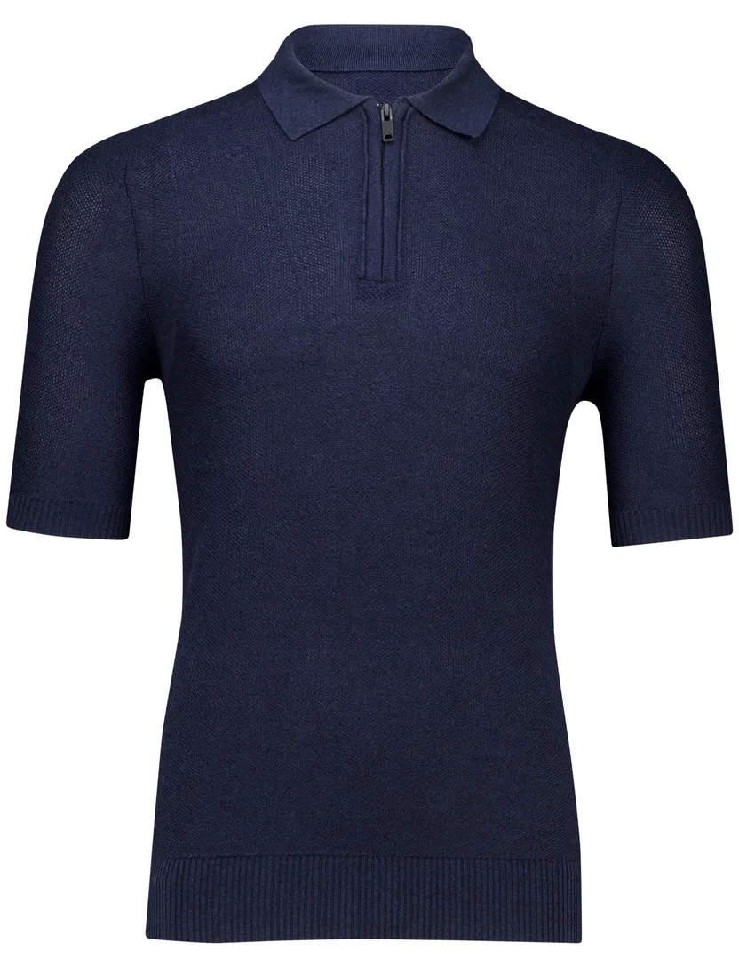 poloshirt Boss Orange donkerblauw met rits