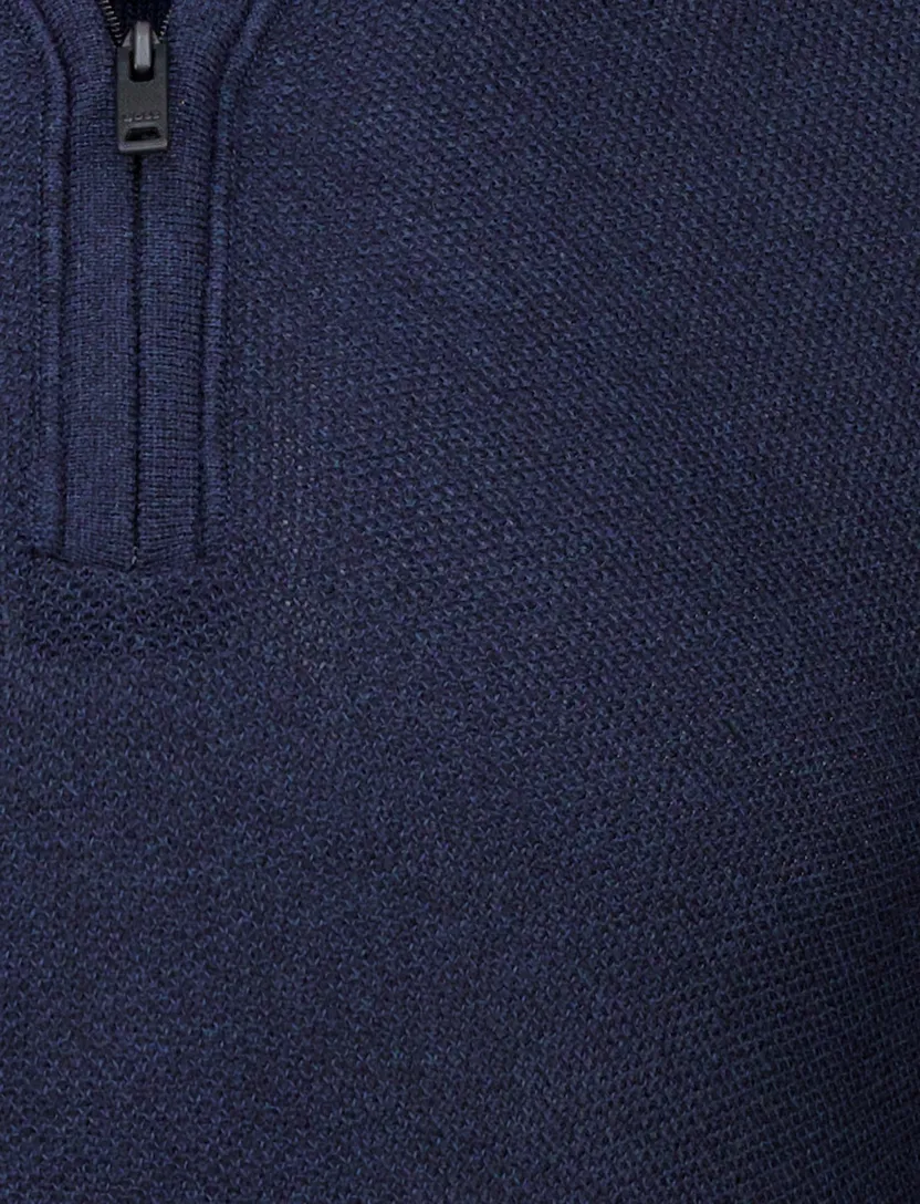poloshirt Boss Orange donkerblauw met rits