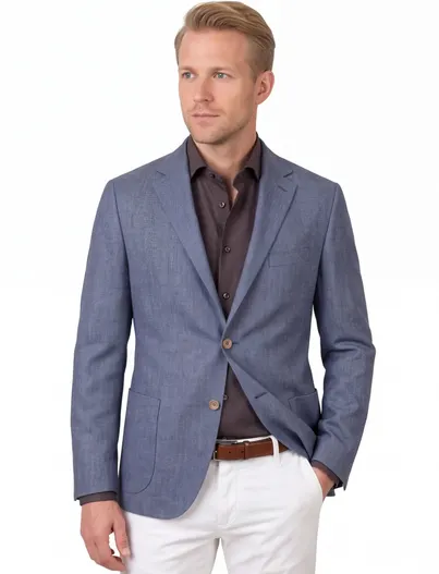 Dressler Dressler colbert wol blauw geprint