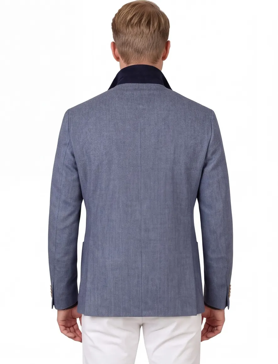 Dressler colbert wol blauw geprint